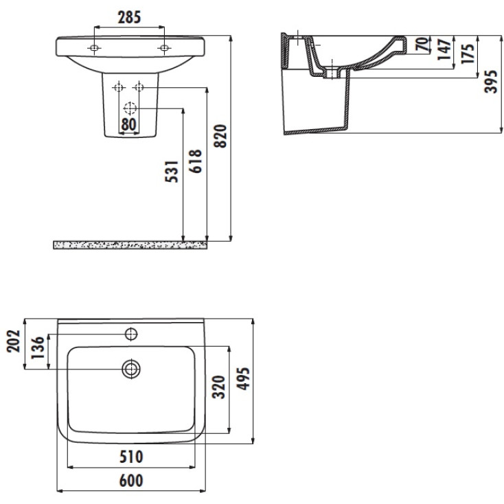 Раковина Creavit Lara LR060-00CB00E-0000 60 см