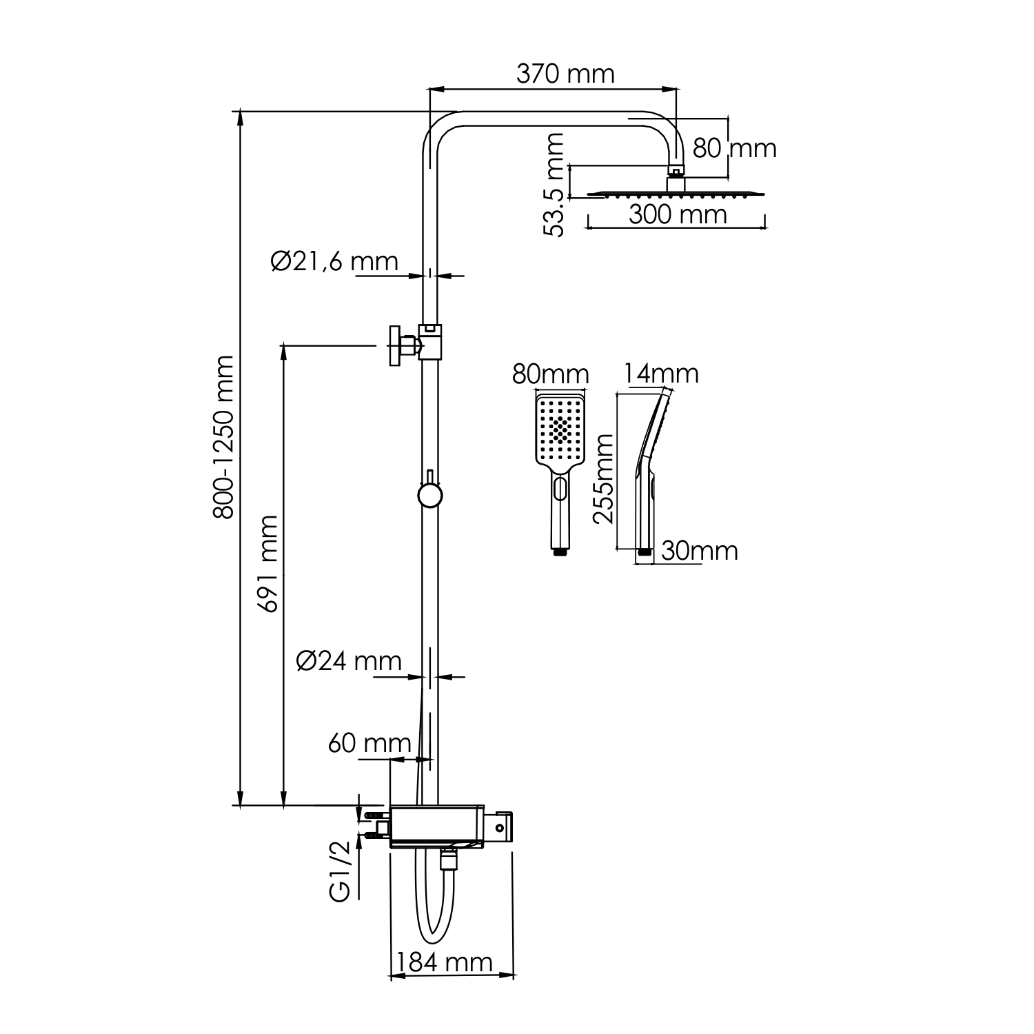 Душевая стойка WasserKRAFT A113.118.126.CH Thermo с термостатом, хром