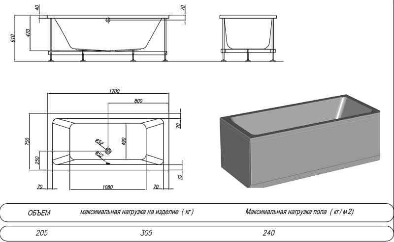 Акриловая ванна Kolpa-San Elektra BASIS 170x75 см