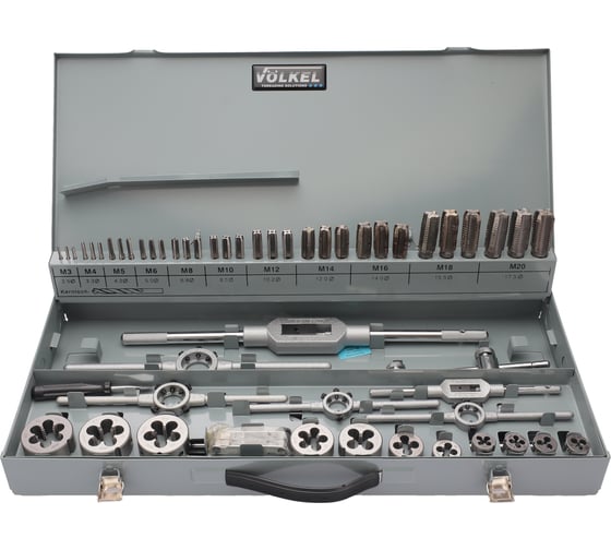 Набор метчиков и плашек VOLKEL M3-M20 HSS-G 56 предметов V49201