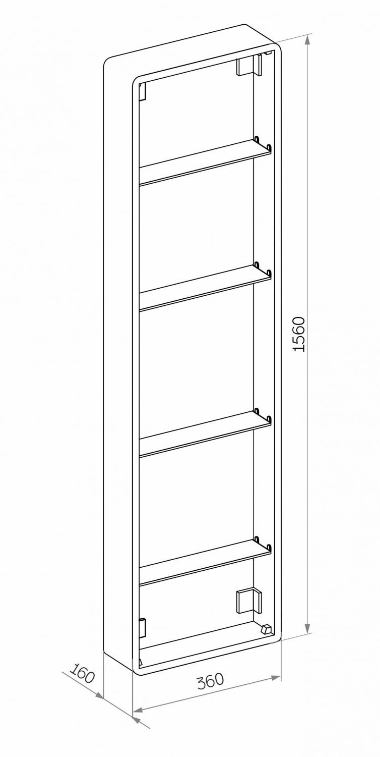 Шкаф пенал Art&Max Lecce 36 см AM-Lec-360-1560-1D-DS-F-Nero с зеркалом, черный