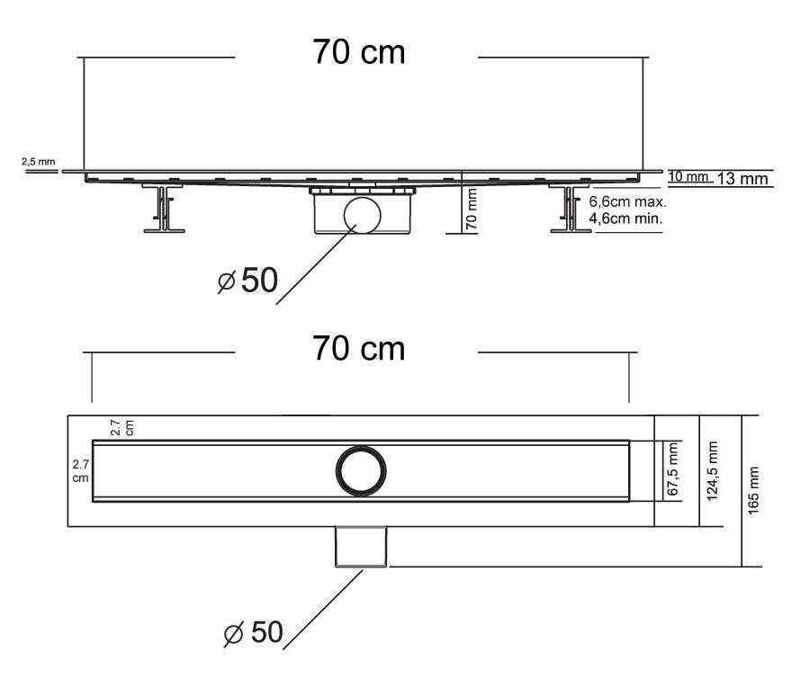 Душевой лоток Vincea Say Optima Bukle SAY.601.70.B.M.S.BUK 70 см, матовый черный