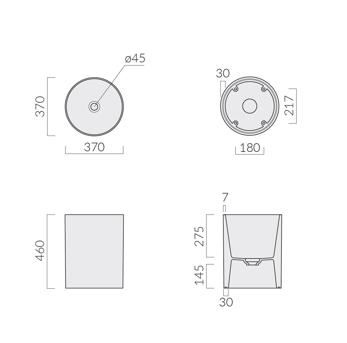 Раковина Galassia Core46 7305NEMT 37 см черный матовый