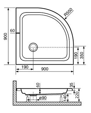 Поддон для душа RGW Style-P 90x90