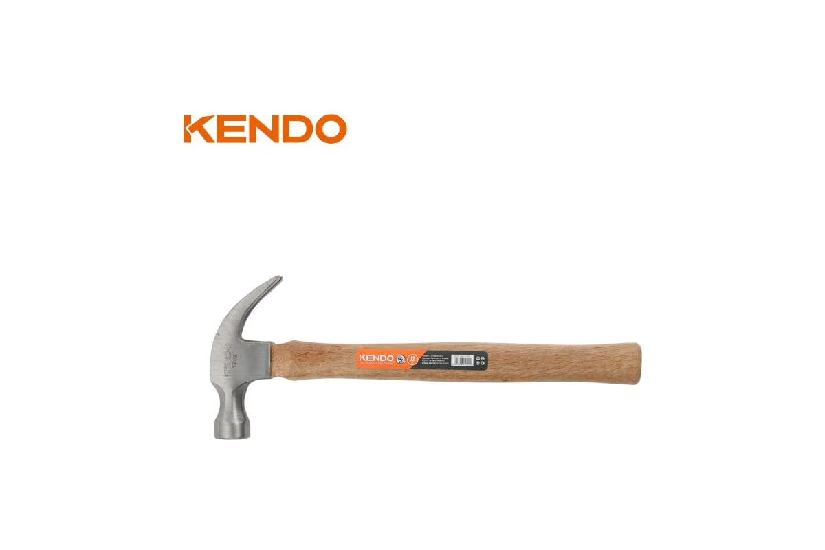Молоток-гвоздодер KENDO с деревянной рукояткой, 450 гр 25123