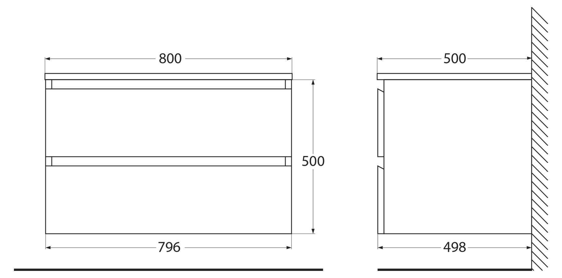 Тумба с раковиной Cezares Molveno 50-80 см Beton