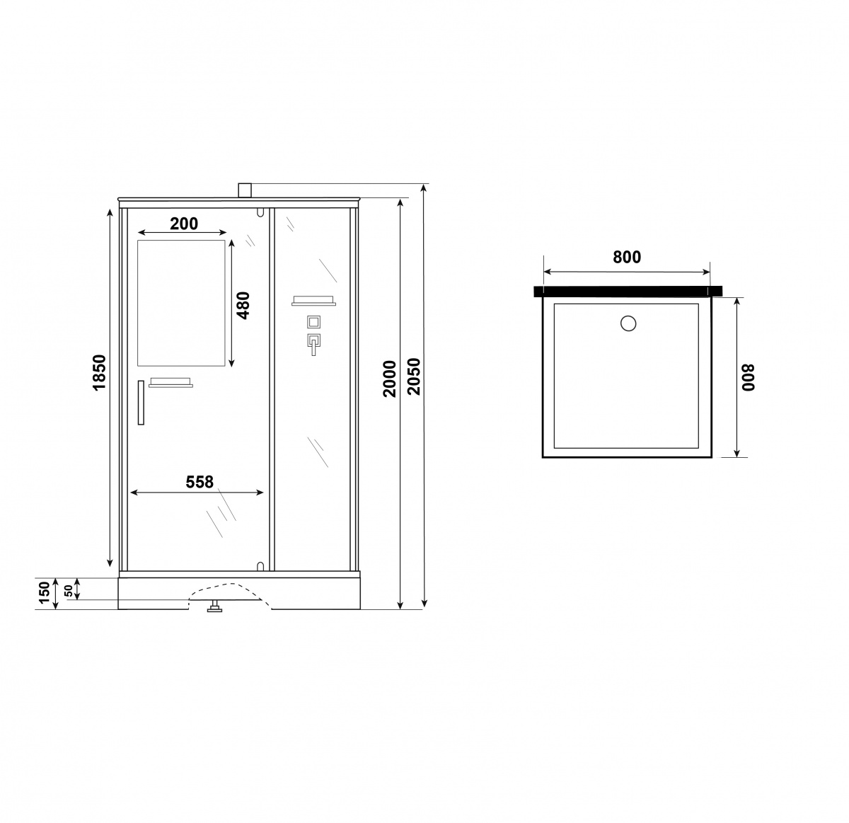 Душевая кабина Niagara Standart ST80/15Q/BK 80x80 стекло прозрачное, без крыши, без г/м