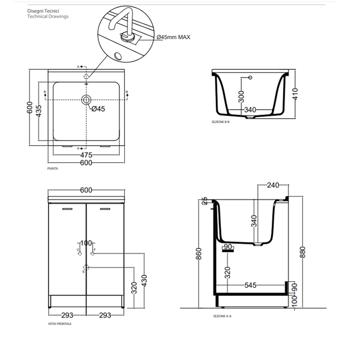 Тумба с раковиной Kerasan Aquadom 9165k3*1 60x60 см (c 1 отв. под смеситель), белый матовый