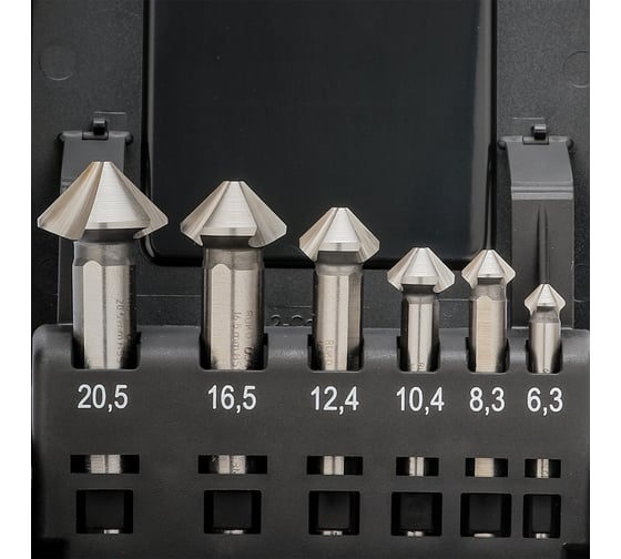Набор зенковок 90 градусов, 6.3-20.5 мм, HSS-G, 6 шт RUKO 102790RO