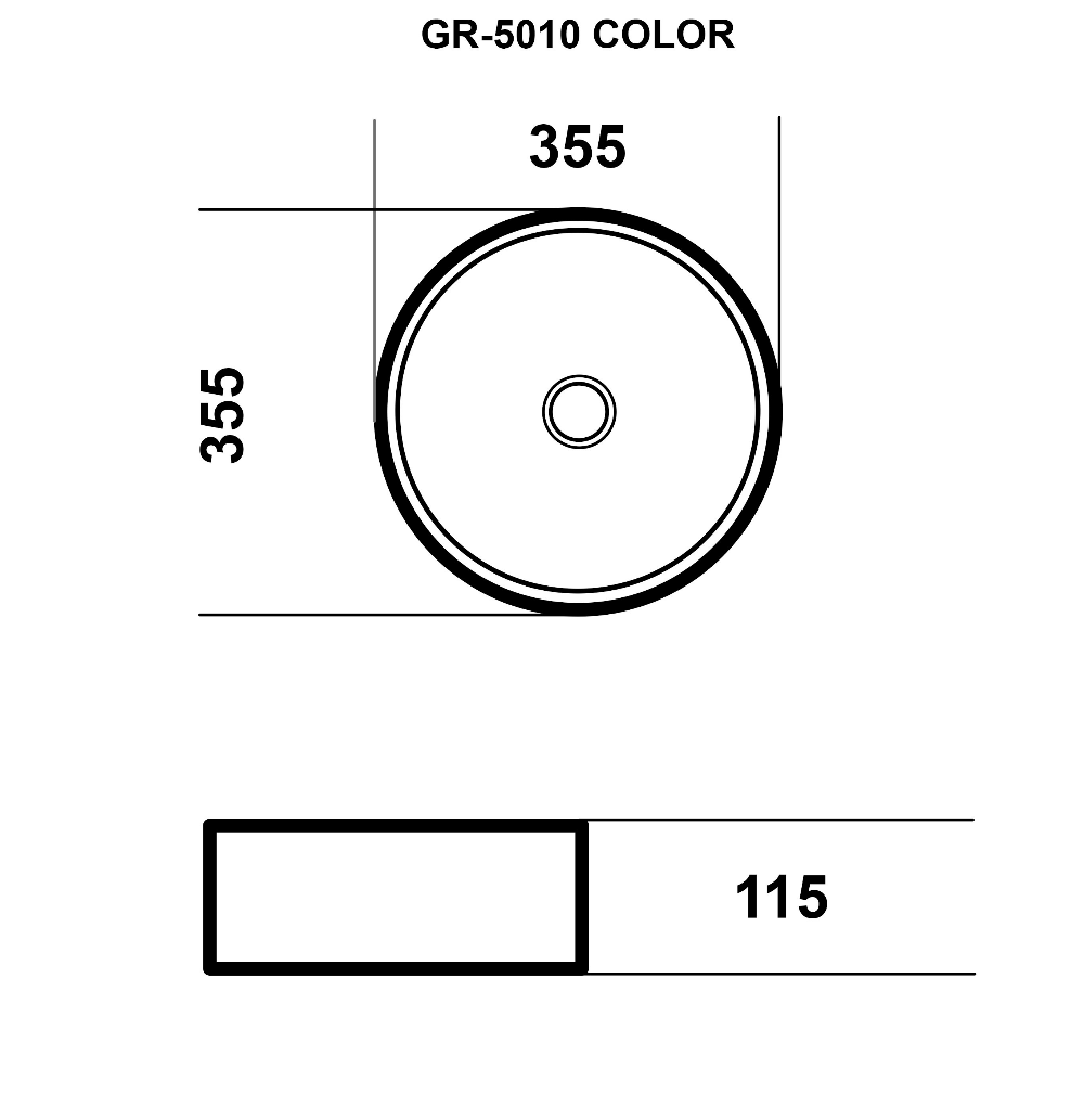 Раковина Grossman Color GR-5010GBL 35 см черный/золото