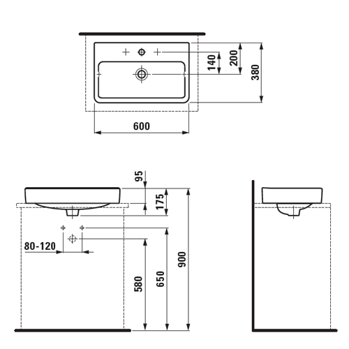 Раковина Laufen Pro S 60 см, глубина 38