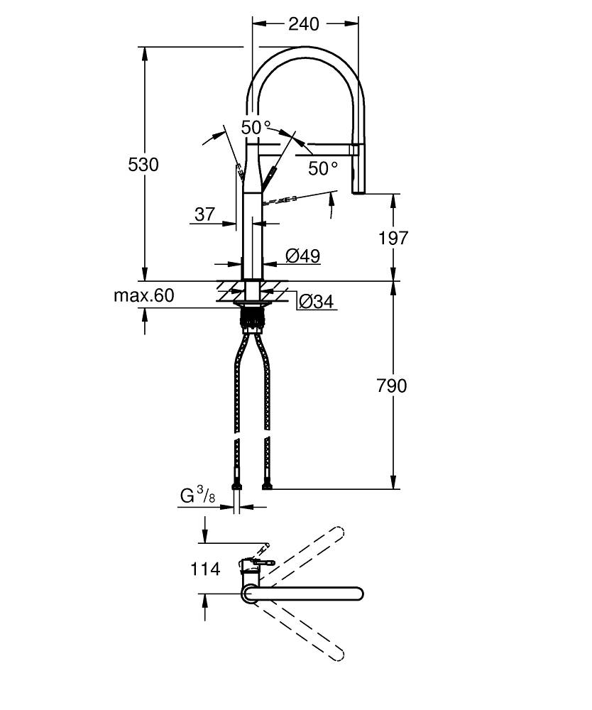 Смеситель для кухни Grohe Essence 30294000 с душем, хром