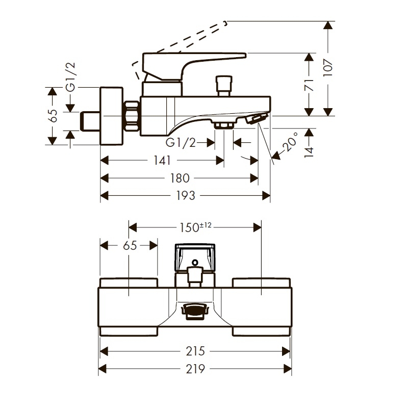 Смеситель для ванны Hansgrohe Metropol 74540000