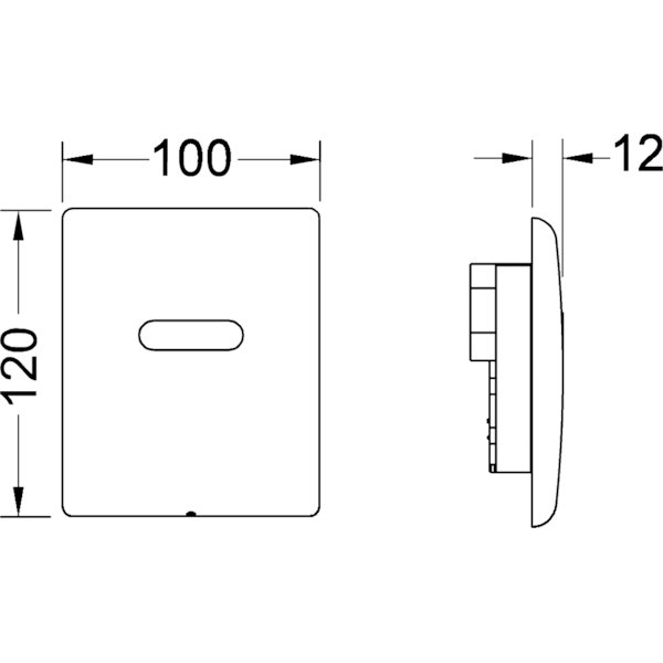 Кнопка смыва для писсуара TECE Planus 9242351 с ИК-датчиком (питание от батарейки 6В), металл, хром глянцевый