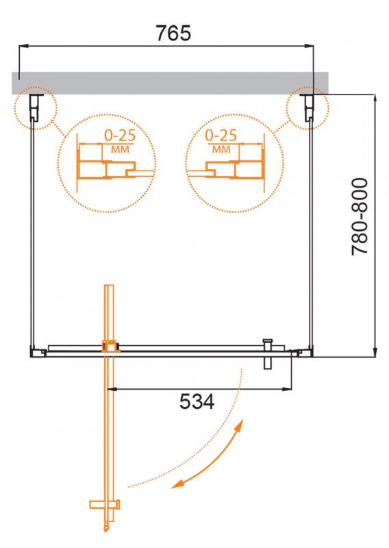 Душевой уголок Cezares MOLVENO-BA2-80/80-C-Cr-IV 80x80 прозрачный