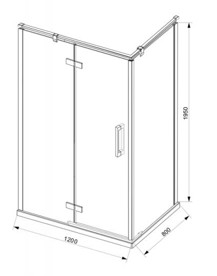 Душевой уголок Bravat Blackline 120x80 прямоугольный, черный, L