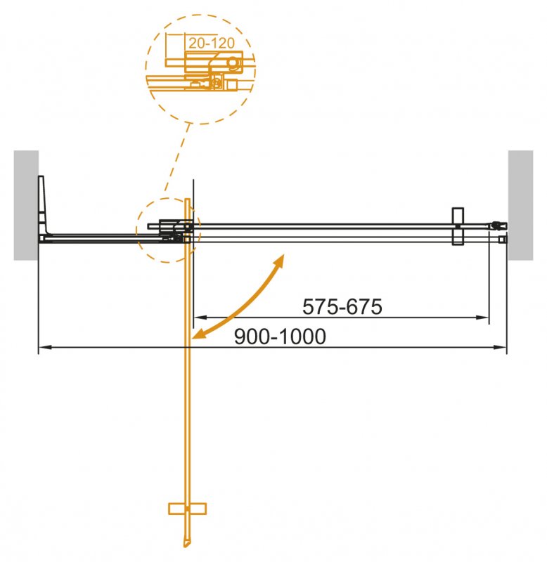 Душевая дверь Cezares Slider SLIDER-B-1-90/100-C-NERO 90/100x195 прозрачная, черный