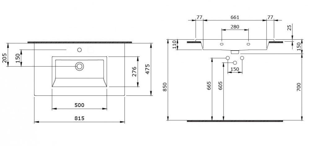 Раковина Bocchi Milano 1113-001-0126 81 см