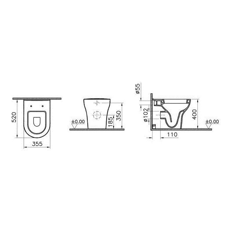 Подвесной унитаз VitrA Zentrum Rime-Ex 5795B003-0075