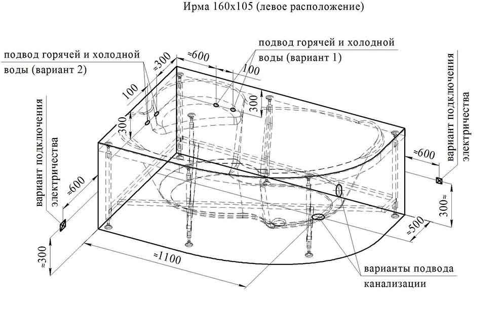 Акриловая ванна Ваннеса Ирма 160х105 L