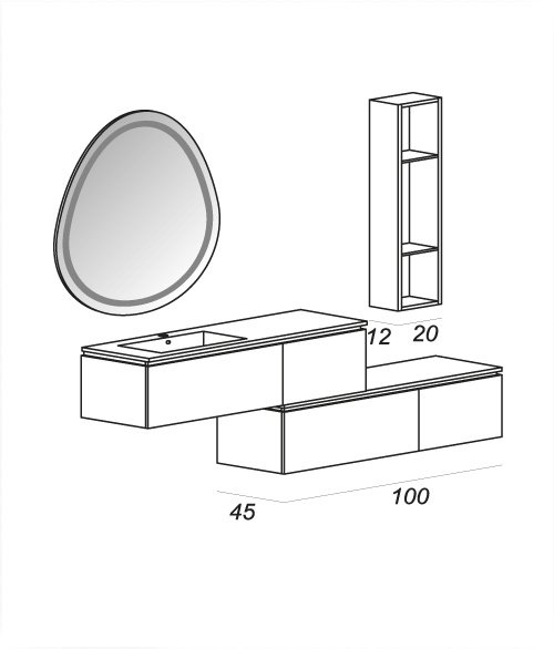 Тумба с раковиной Cezares Avril 100 см Rovere Scuro Soft