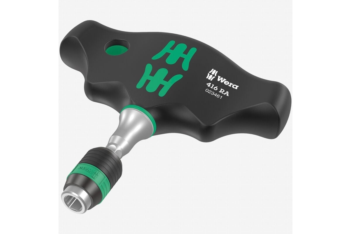Битодержатель WERA 416 RA с поперечной ручкой, трещоткой и быстрозажимным патроном Rapidaptor, 1/4" x 45 мм WE-023461