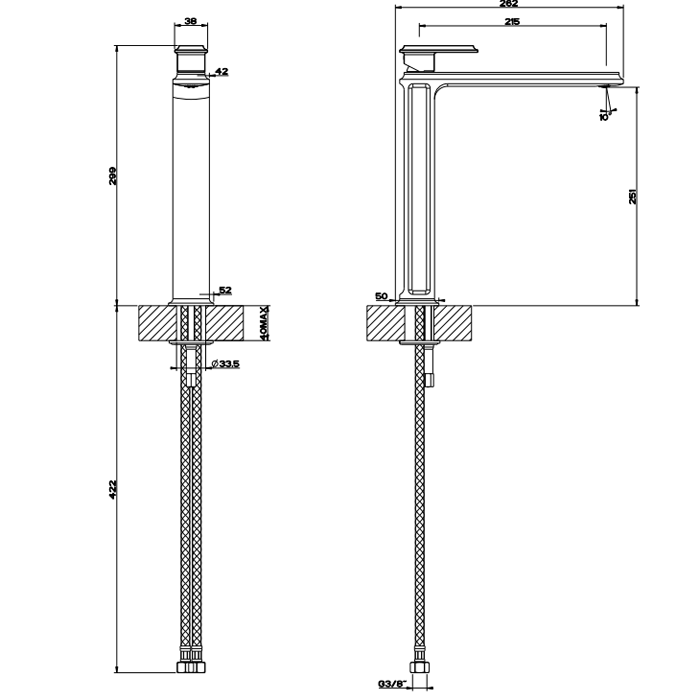 Смеситель для раковины Gessi Eleganza 46004#080 золото