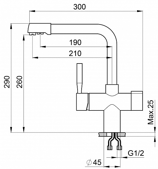 Смеситель для кухни Granula 2088 Хром+АКС-002 с фильтром