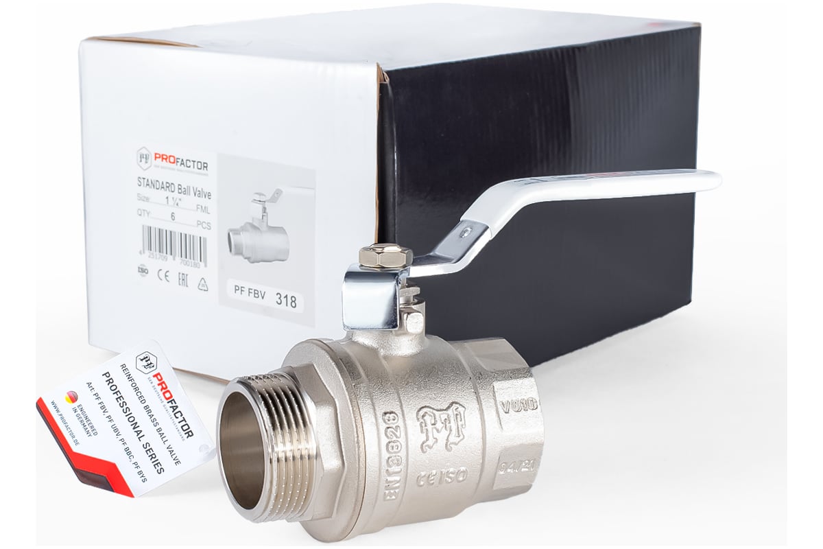 Шаровой кран PROFACTOR PF STANDARD ручка рычаг в/н 1 1/4 PF FBV 318