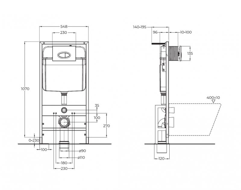 Инсталляция для унитаза BelBagno BB025 с усиленными креплениями