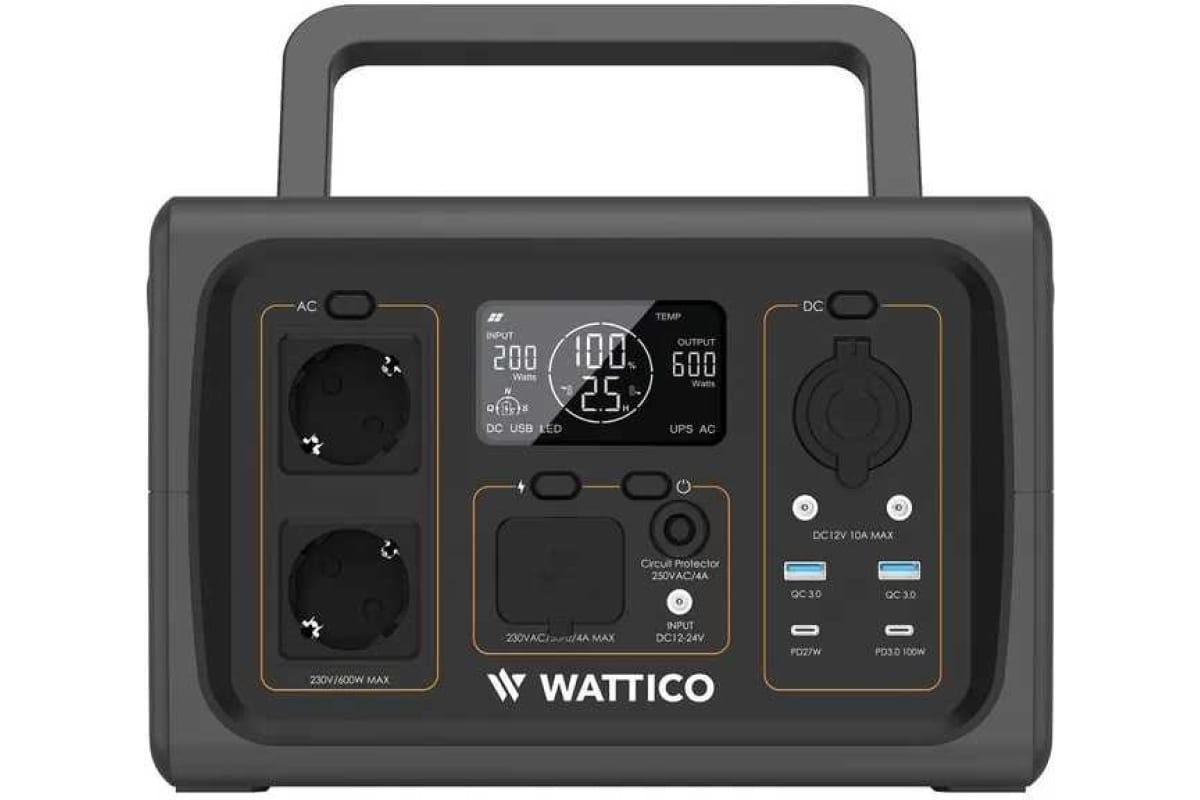 Портативная электростанция WATTICO Источник бесперебойного питания для газового котла Home 600 00-00000099
