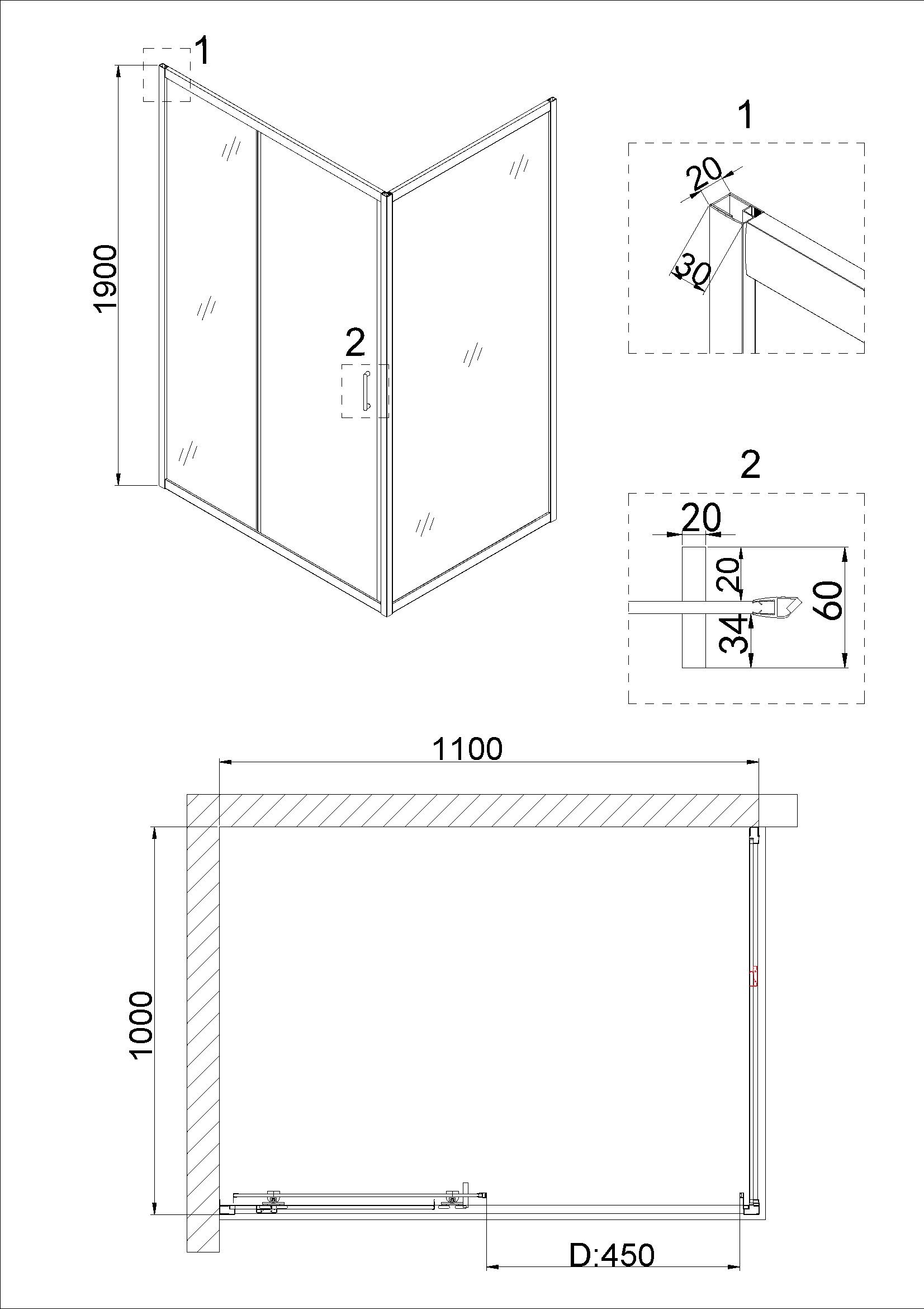 Душевой уголок Niagara Nova NG-62-11А-А100 110x100 прозрачный, хром