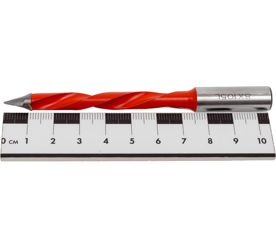 Сверло присадочное усиленное сквозное (8x105 мм; S=10x27 мм; LH) ROTIS 422.08105L