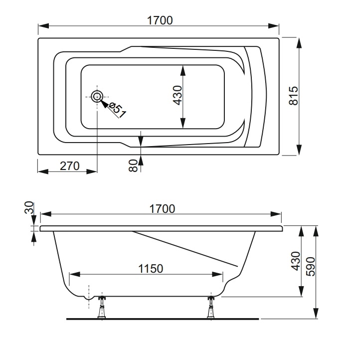 Акриловая ванна VagnerPlast Max Ultra 170x82