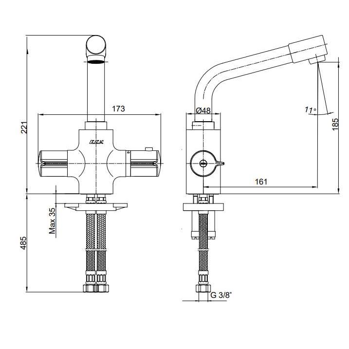 Смеситель для раковины E.C.A. Thermostatic 102108730EX термостат