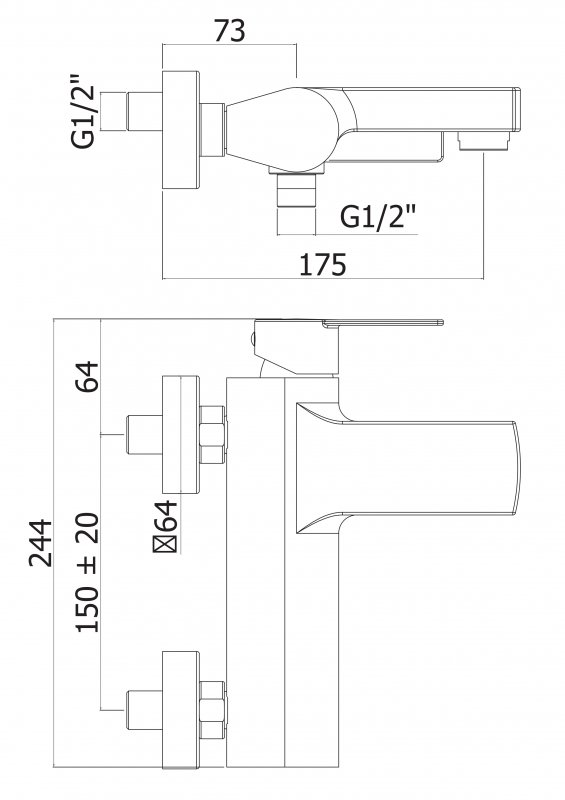 Смеситель для ванны Cezares OVEST-VM-01