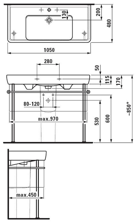 Раковина Laufen Pro 105 см, арт. 8.1395.8.000.104.1