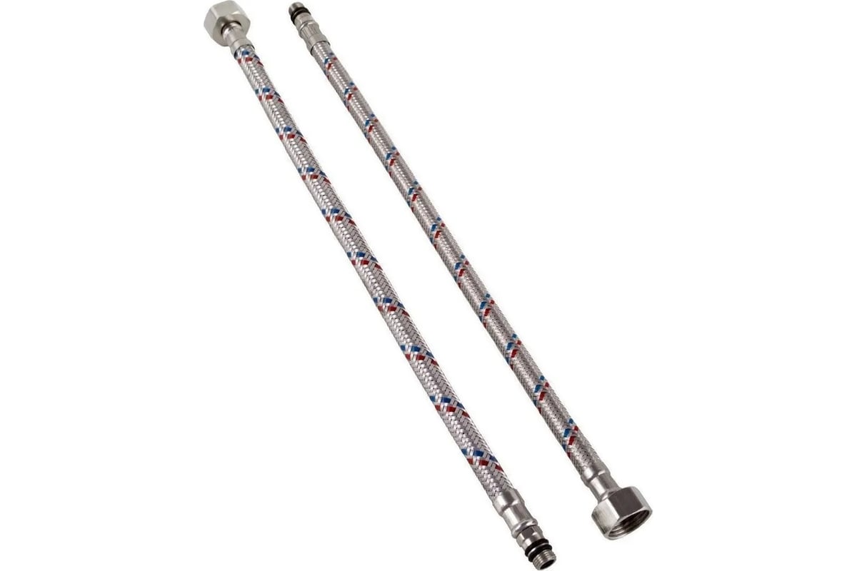 Гибкая подводка для смесителя Millennium PVSM1006 из нержавеющей стали, гайка 1/2", штуцер Мх10 к елочке 60см (пара)