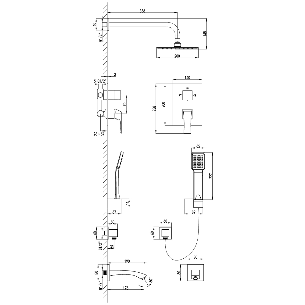 Душевой набор Lemark Unit LM4522C