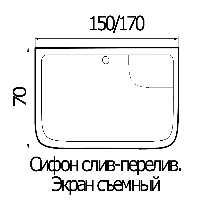 Акриловая ванна Wemor 150x70x55 S