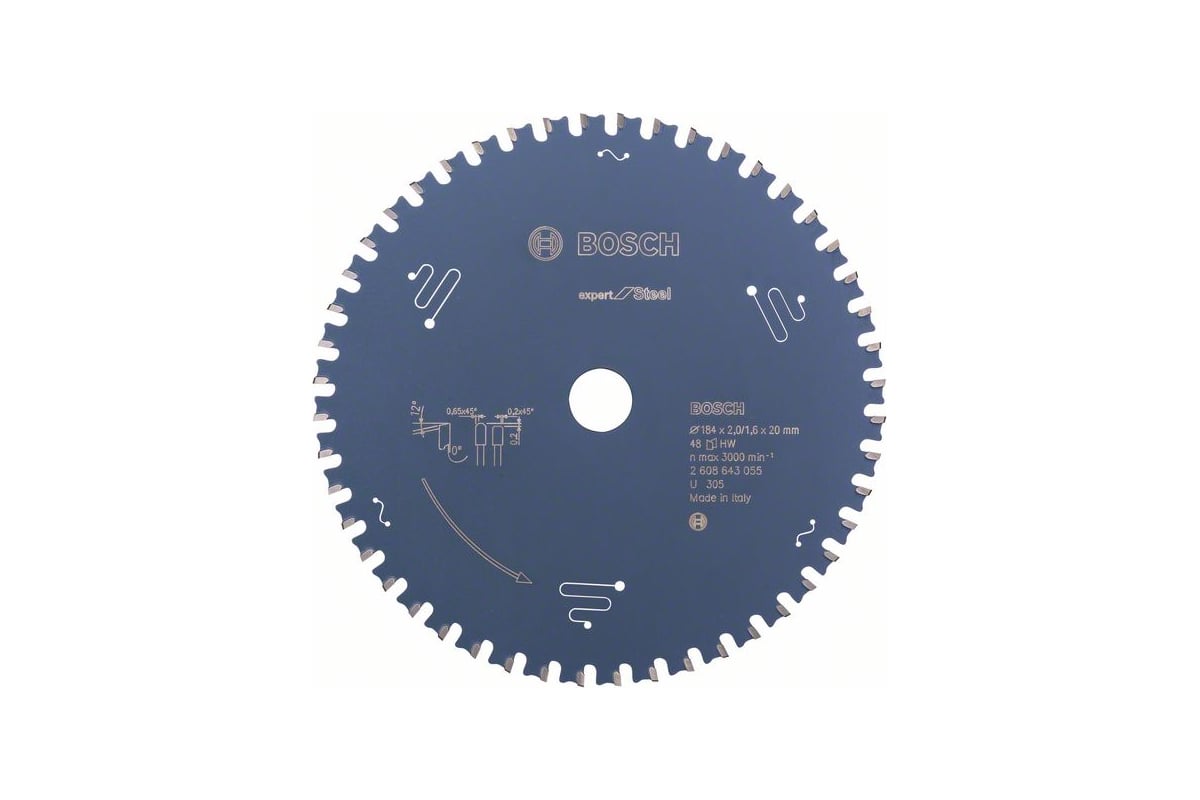 Диск пильный 184x20 мм, 48 зубьев Expert for Steel Bosch 2608643055
