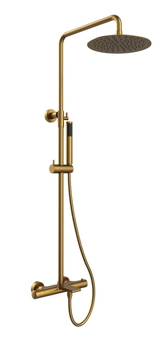 Душевая стойка Vincea Vogue VSFS-1V1TBG термостат, брашированное золото