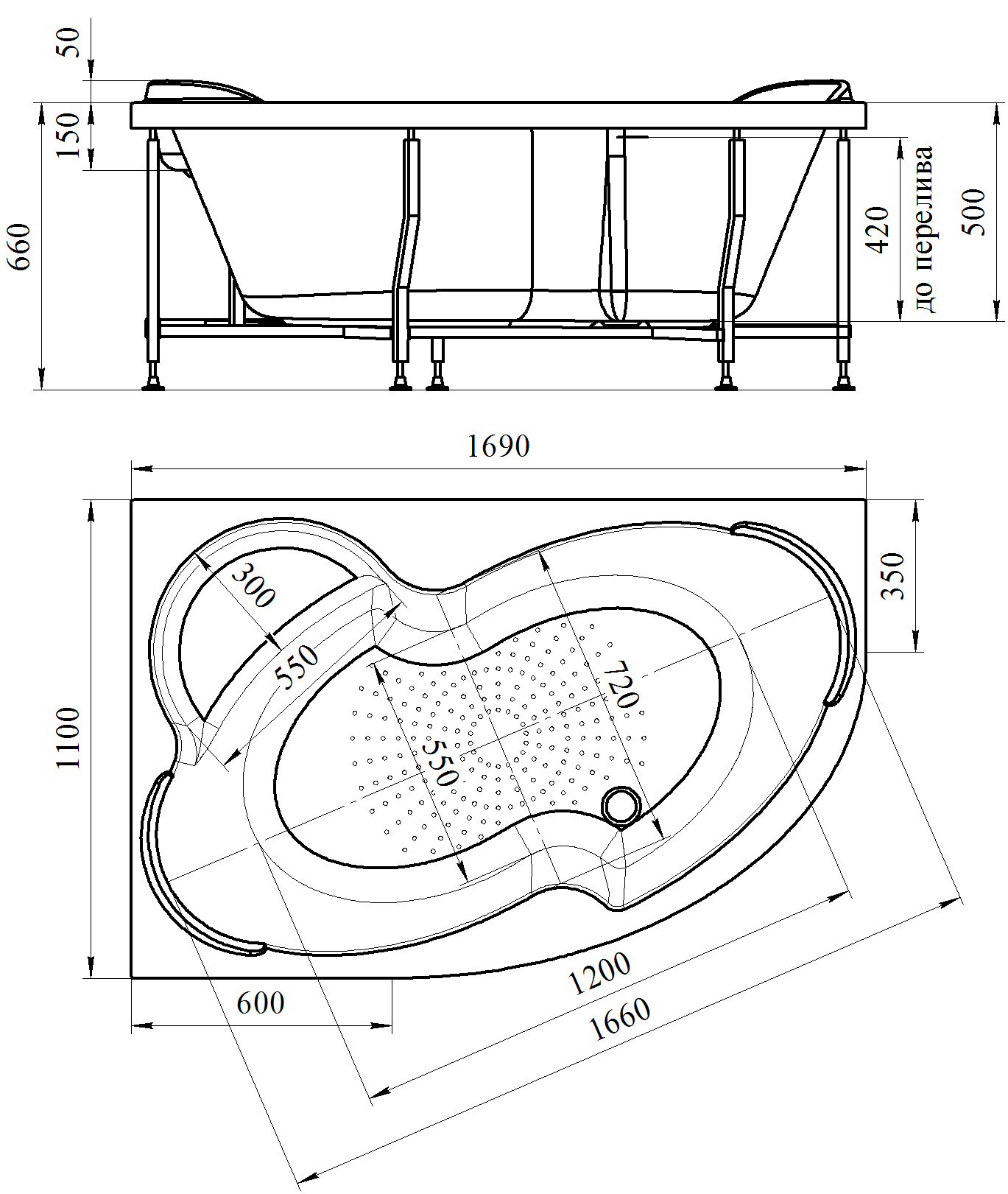 Акриловая ванна Ваннеса Ирма 169х110 L/R