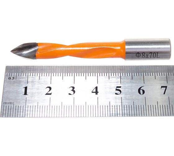 Сверло присадочное усиленное сквозное (8x70 мм; S=10x20 мм; LH) ROTIS 422.0870L