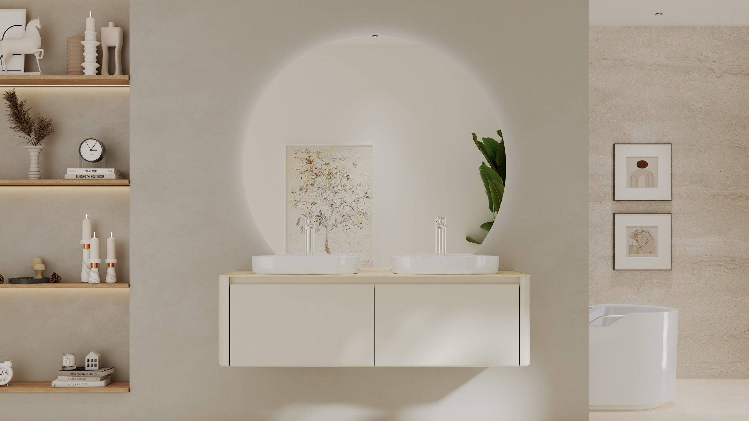 Мебель для ванной Black&White Universe U916.1400-2 Double 140 см, бежевый, две раковины Мебель для ванной Black&White Universe U916.1400-2 Double 140 см, бежевый, две раковины