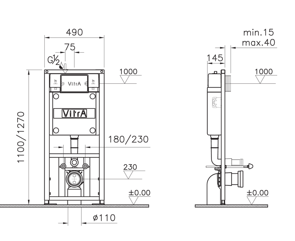 Подвесной унитаз VitrA Metropole Rim-Ex 9820B003-7201 с микролифтом, инсталляцией