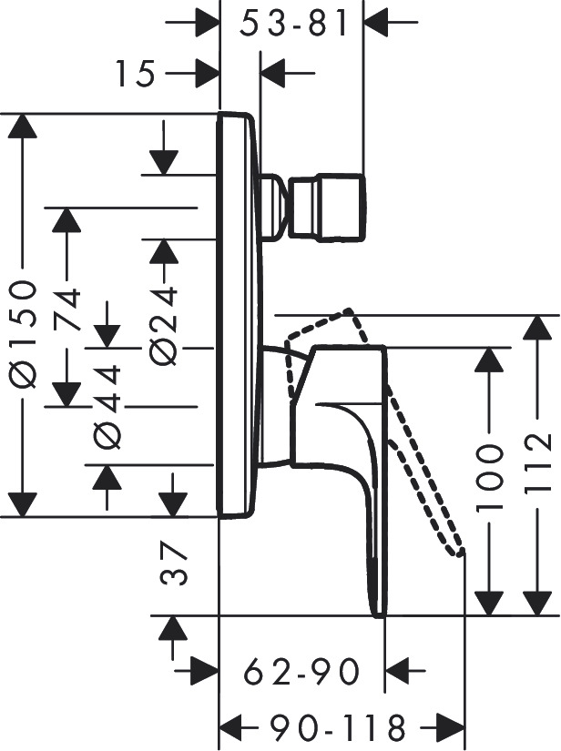 Смеситель для душа Hansgrohe Rebris S 72466000 (внешняя часть) хром