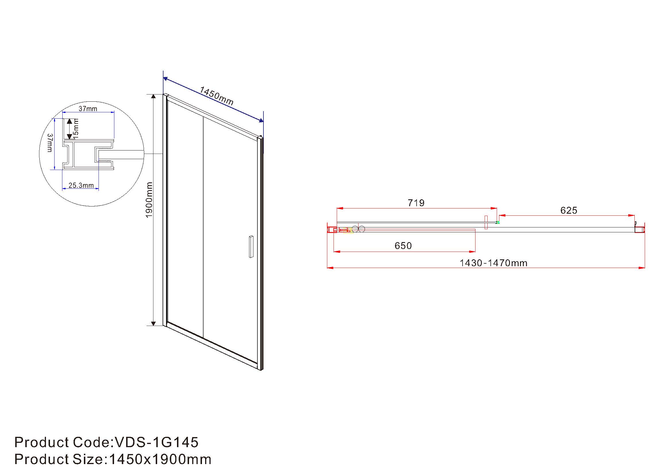 Душевая дверь Vincea Garda VDS-1G145CL 145x190 хром, прозрачная