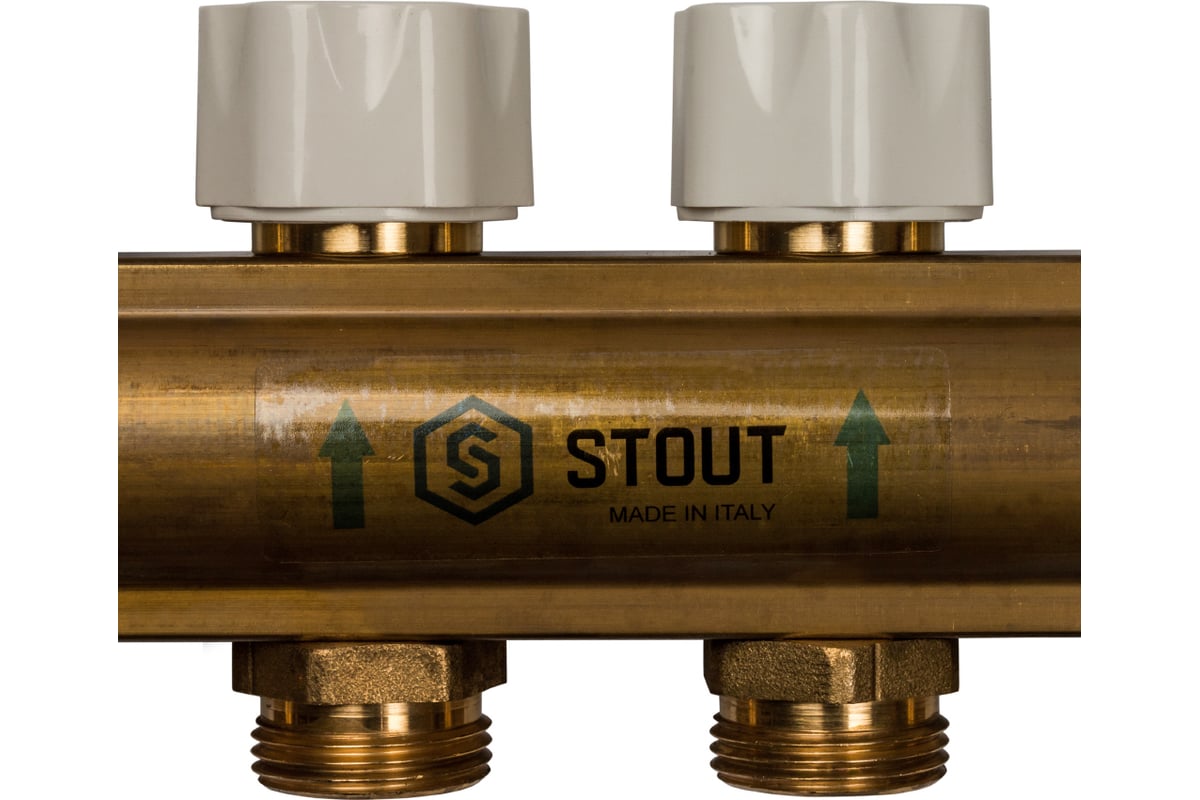Распределительный коллектор из латуни без расходомеров 8 вых. STOUT SMB 0468 000008