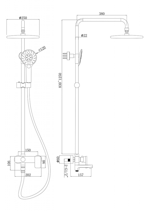 Душевая стойка Bravat Riffle F6336370CP-A-RUS